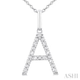 Silver Block 'A' Initial Diamond Pendant