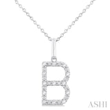 Silver Block 'B' Initial Diamond Pendant