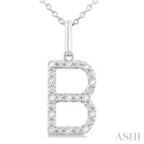 Silver Block 'B' Initial Diamond Pendant