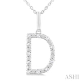 Silver Block 'D' Initial Diamond Pendant