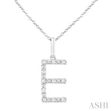 Silver Block 'E' Initial Diamond Pendant