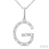 Silver Block 'G' Initial Diamond Pendant