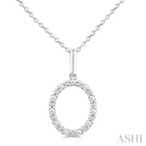 1/10 Ctw Initial 'O' Round Cut Diamond Fashion Pendant With Chain in Sterling Silver