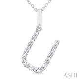 Silver Block 'U' Initial Diamond Pendant