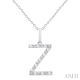 Silver Block 'Z' Initial Diamond Pendant