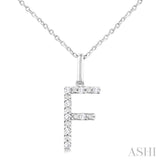 Silver Block 'F' Initial Diamond Pendant