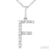 Silver Block 'F' Initial Diamond Pendant