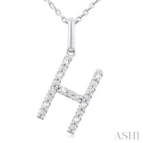 Silver Block 'H' Initial Diamond Pendant