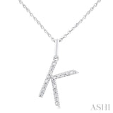 Silver Block 'K' Initial Diamond Pendant