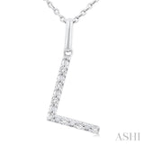 Silver Block 'L' Initial Diamond Pendant