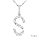 Silver Block 'S' Initial Diamond Pendant