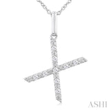 Silver Block 'X' Initial Diamond Pendant