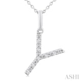 Silver Block 'Y' Initial Diamond Pendant