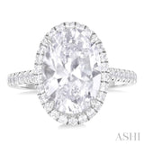 Oval Shape Semi-Mount Halo Diamond Engagement Ring