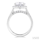 Oval Shape Semi-Mount Halo Diamond Engagement Ring