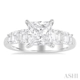 Princess Shape Semi-Mount Diamond Engagement Ring