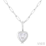 Heart Shape Bezel Set Paper Clip Diamond Fashion Pendant