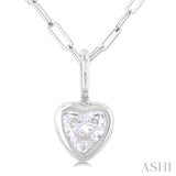 Heart Shape Bezel Set Paper Clip Diamond Fashion Pendant