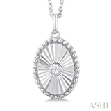 Oval Shape Fluted Medallion Diamond Pendant