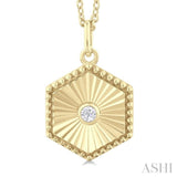 Hexagon Shape Fluted Medallion Diamond Pendant