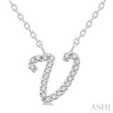 Script 'V' Initial Diamond Pendant