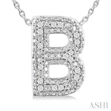 Silver Bubble 'B' Initial Diamond Pendant