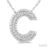 Silver Bubble 'C' Initial Diamond Pendant