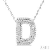 Silver Bubble 'D' Initial Diamond Pendant