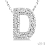 Silver Bubble 'D' Initial Diamond Pendant