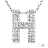 Silver Bubble 'H' Initial Diamond Pendant