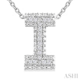 Silver Bubble 'I' Initial Diamond Pendant