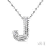 Silver Bubble 'J' Initial Diamond Pendant