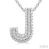 Silver Bubble 'J' Initial Diamond Pendant