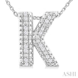 Silver Bubble 'K' Initial Diamond Pendant