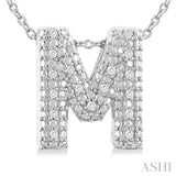 Silver Bubble 'M' Initial Diamond Pendant