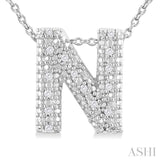 Silver Bubble 'N' Initial Diamond Pendant