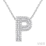 Silver Bubble 'P' Initial Diamond Pendant