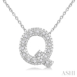 Silver Bubble 'Q' Initial Diamond Pendant