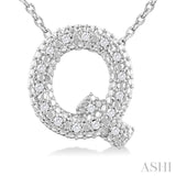 Silver Bubble 'Q' Initial Diamond Pendant