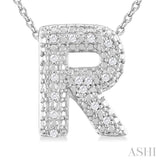 Silver Bubble 'R' Initial Diamond Pendant