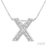 Silver Bubble 'X' Initial Diamond Pendant