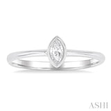 Marquise Shape Bezel Set Petite Diamond Fashion Ring