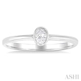 Oval Shape Bezel Set Petite Diamond Fashion Ring