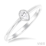 Pear Shape Bezel Set Petite Diamond Fashion Ring