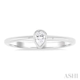 Pear Shape Bezel Set Petite Diamond Fashion Ring