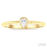 Pear Shape Bezel Set Petite Diamond Fashion Ring