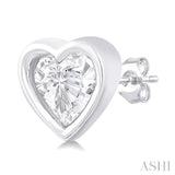 Heart Shape Bezel Set Petite Diamond Fashion Earrings