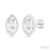 Marquise Shape Bezel Set Petite Diamond Fashion Earrings