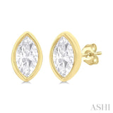 Marquise Shape Bezel Set Petite Diamond Fashion Earrings