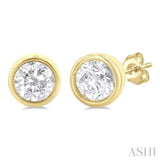 Round Shape Bezel Set Petite Diamond Fashion Earrings